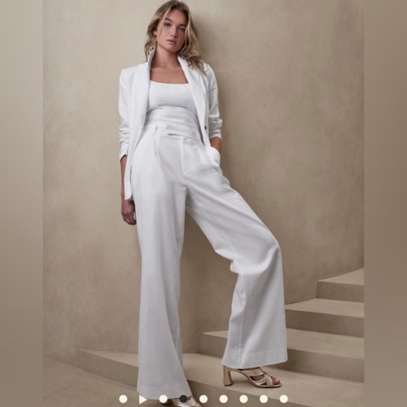 NWT! Banana Republic White High-Rise Linen Blend Pant - Multiple Sizes 💛 - Picture 6 of 7